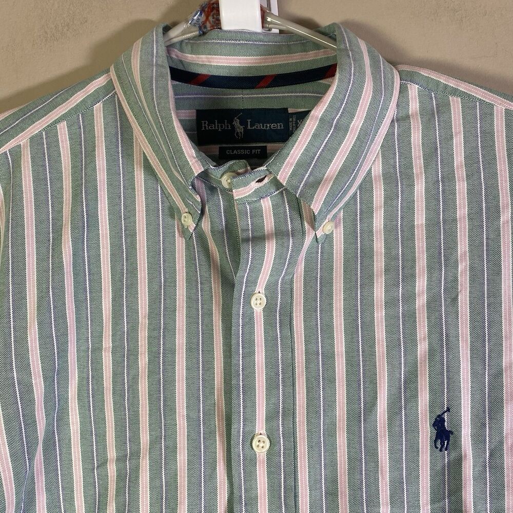 VTG 90s Polo Ralph Lauren Men XL Multi Color Stripe Button Down  Shirt